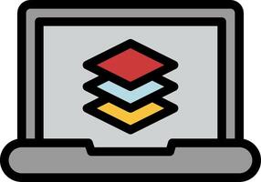 A laptop with a colorful icon on it vector