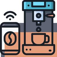 Coffee maker and smartphone icon vector