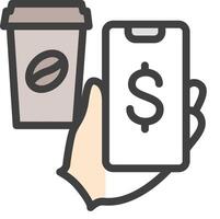 Coffee cup and smartphone icon vector