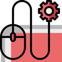 A mouse and a gear are connected to a computer vector