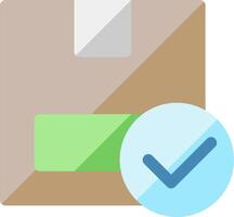 A flat icon of a box with a check mark vector