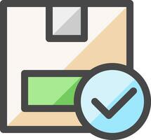A file with a check mark and a green arrow vector