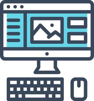 un computadora y teclado con un imagen de un computadora pantalla vector