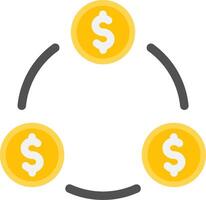 A circle with three money symbols and a dollar sign vector