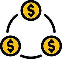 A circle with three money symbols in it vector