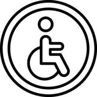 A black and white image of a wheelchair icon vector