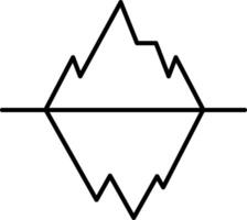 A black and white drawing of a mountain with a line through it vector