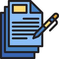 A pen and paper icon with a stack of papers vector