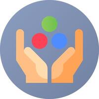 Two hands holding up three colored spheres vector