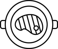 A black and white drawing of a meat dish vector