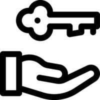 A hand holding a key and a key in the hand vector