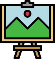 An easel with a painting on it vector