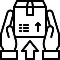 Hand holding a box with an arrow pointing up vector