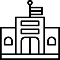A black and white outline of a building with a flag on top vector