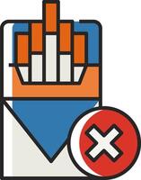 A cigarette packet with a red cross and a cigarette vector