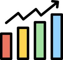 A graph chart with an arrow going up vector