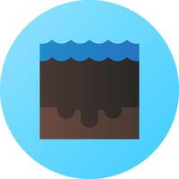 A flat icon of a water surface with a wave vector