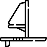 A black and white line drawing of a sailboat vector