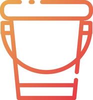 A bucket icon with a red and orange outline vector