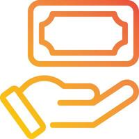 A hand holding a card and a check vector