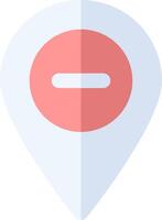 A red and white pin with an open sign vector