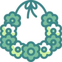 A green wreath with flowers on it vector