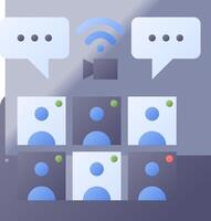 A group of people with speech bubbles and a wifi icon vector