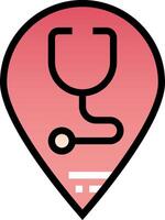 A pink pin with a stethoscope on it vector
