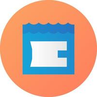 A blue and orange icon with a wave on it vector