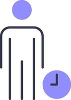 A person with a clock icon next to a person vector