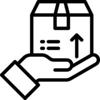 Hand holding a box with an arrow pointing up vector