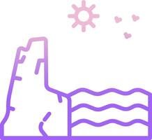 A beach with waves and a heart vector