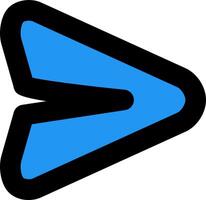 A blue arrow pointing down on a white background vector