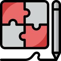 A puzzle piece with a pen and a piece of paper vector