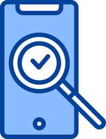 Mobile phone with magnifying glass icon vector