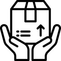Hand holding a box with an arrow pointing up vector