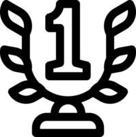 A black and white icon of a trophy with a number one vector