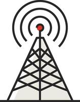 A radio tower with a red dot on it vector