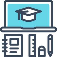 An icon of a laptop and a graduation cap vector