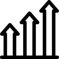 An arrow icon with a bar graph vector