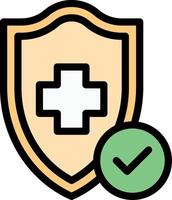 A shield with a cross and a tick vector