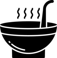 A black and white illustration of a bowl with a spoon vector