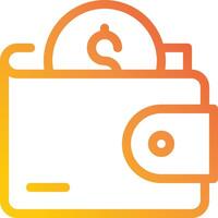 An orange wallet with a dollar sign on it vector