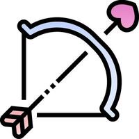 A bow and arrow icon with a heart vector