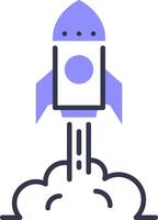 A rocket is flying through the clouds vector