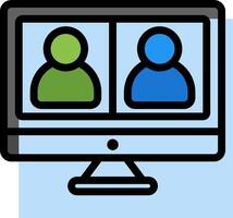 A computer screen with two people on it vector