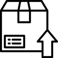 A black and white image of a box with an arrow pointing up vector