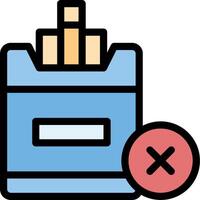 A cigarette pack with a red cross next to it vector