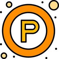 The letter p in an orange circle with dots vector
