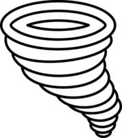 A tornado is shown in black and white vector